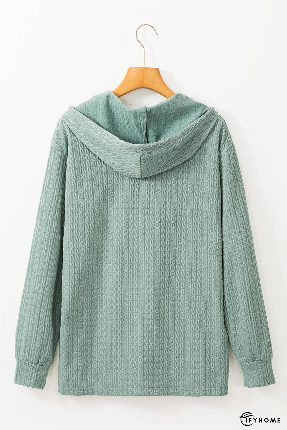 Button Front Textured Drawstring Hooded Top | IFYHOME