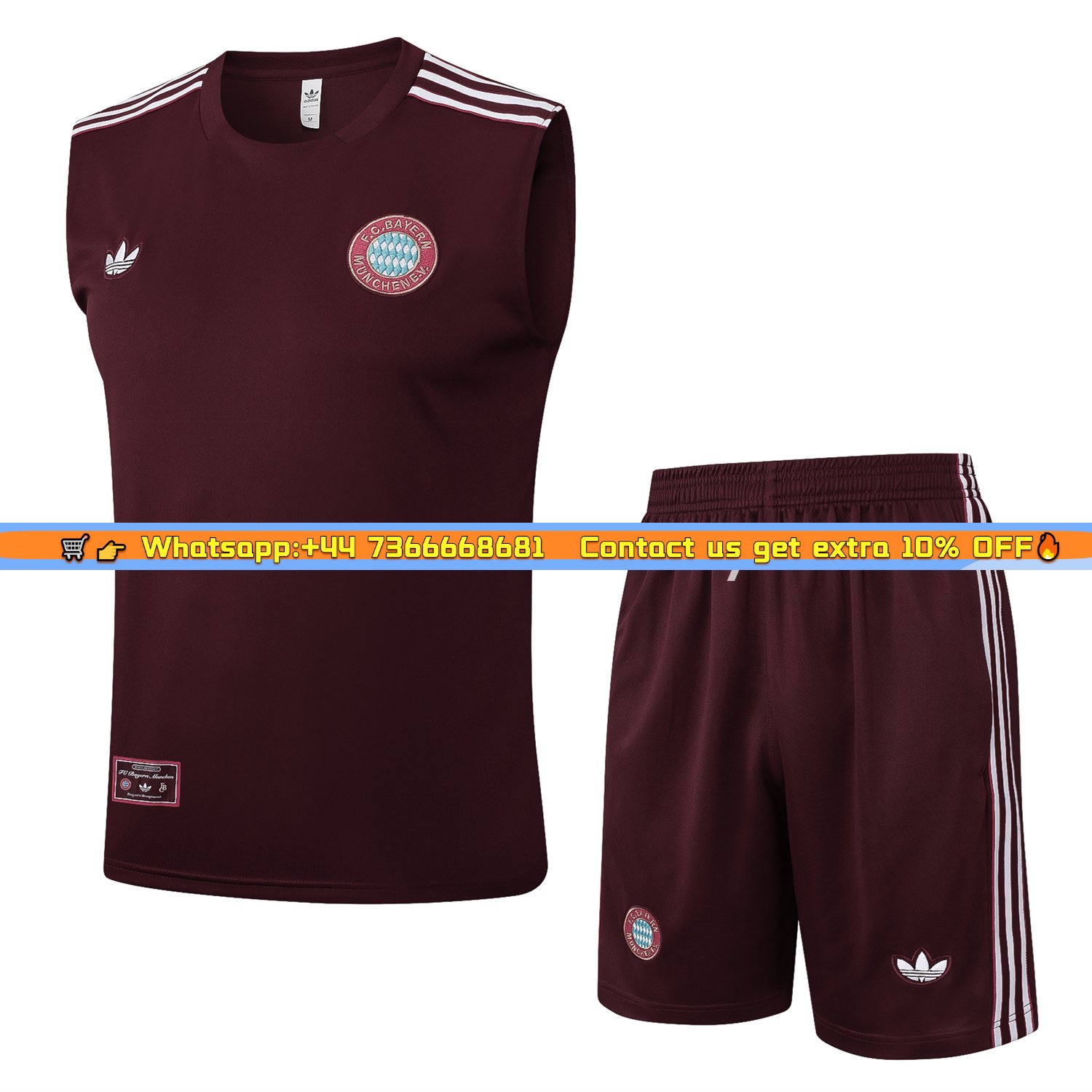 Bayern Munich 25-26 Throwback Trefoil Vest Training Set - Deep Red