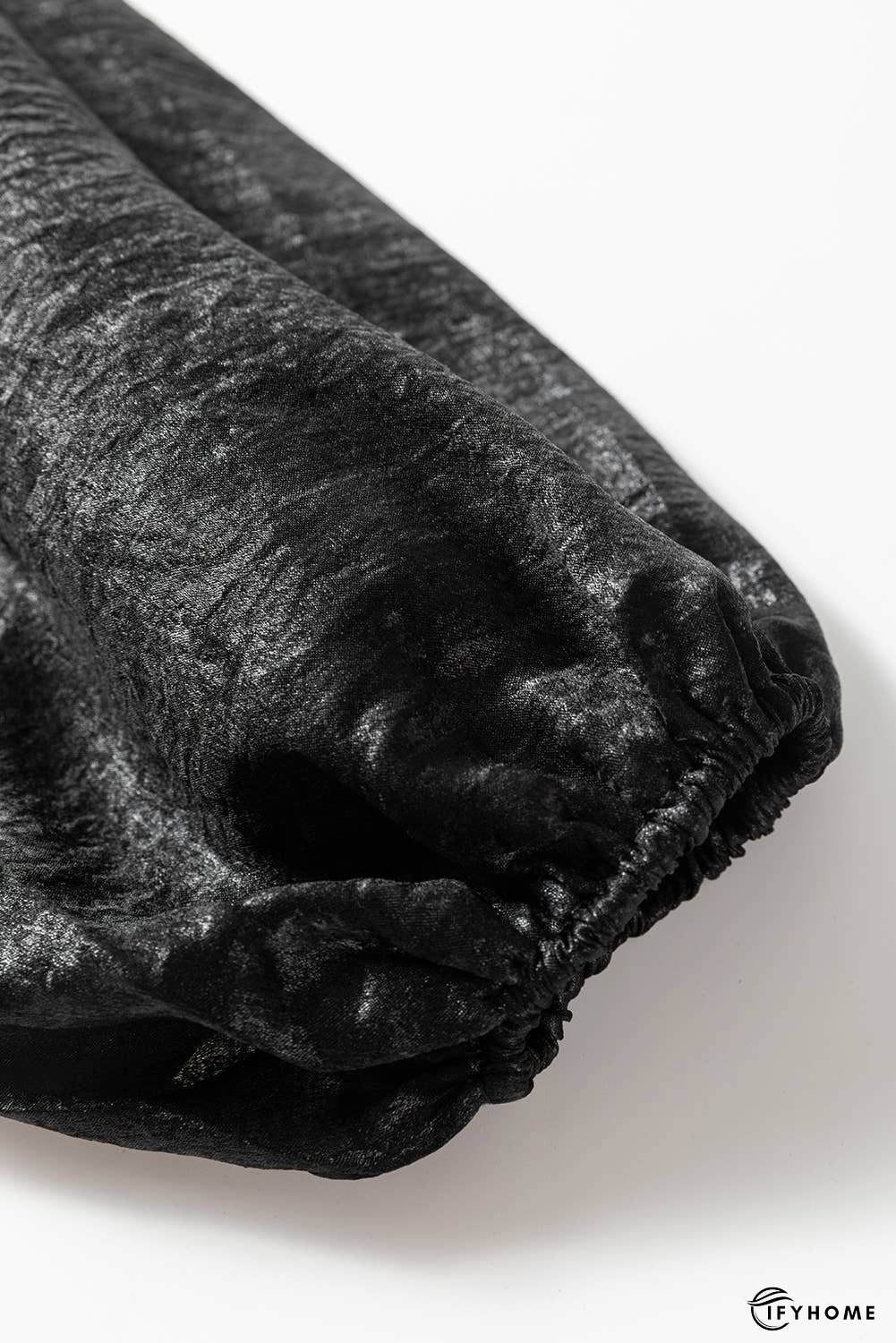 Metallic Sheen Puff Sleeve Mini Shirt Dress | IFYHOME