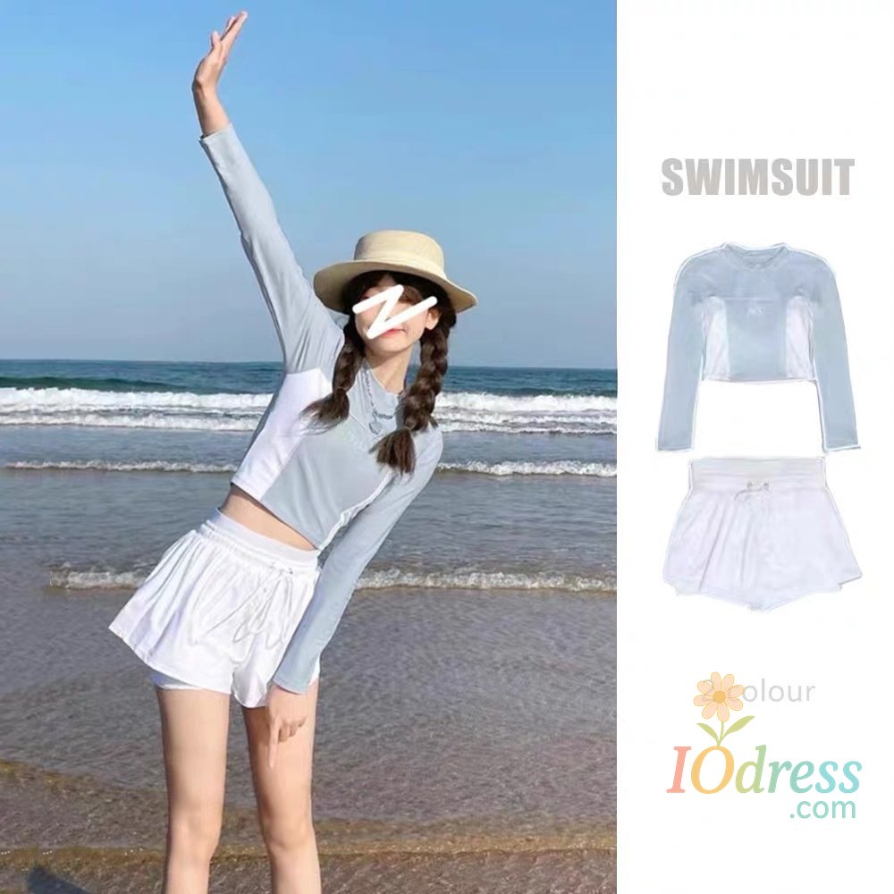 IO Dress Swimsuit Women Conservative Sexy 2025 New Style Tummy Control Slimming Two-Piece Set Hot Spring Student Sports Swimwear