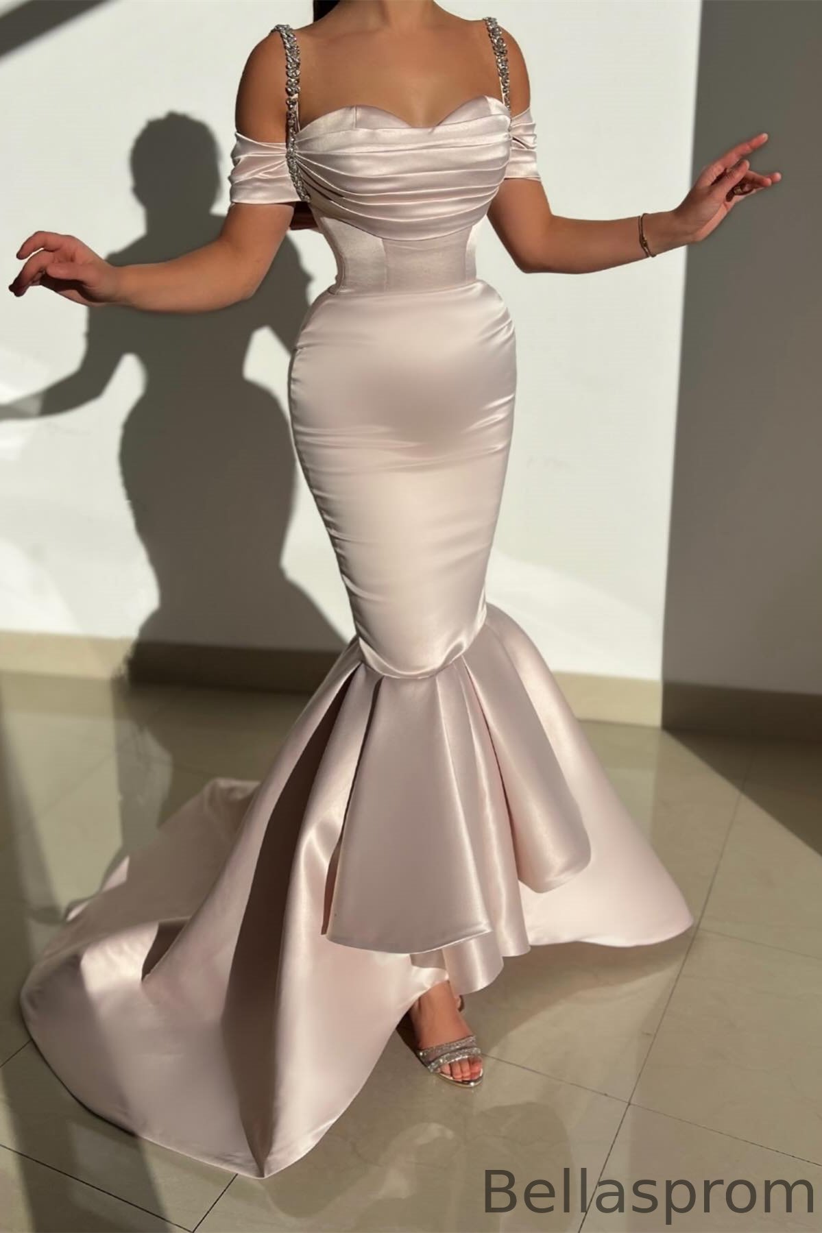 Bellasprom Off-the-Shoulder Sweetheart Mermaid Evening Dress with Beadings Bellasprom