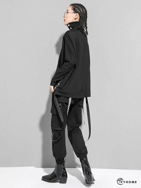 Original Solid Stand Collar T-Shirts Tops | IFYHOME