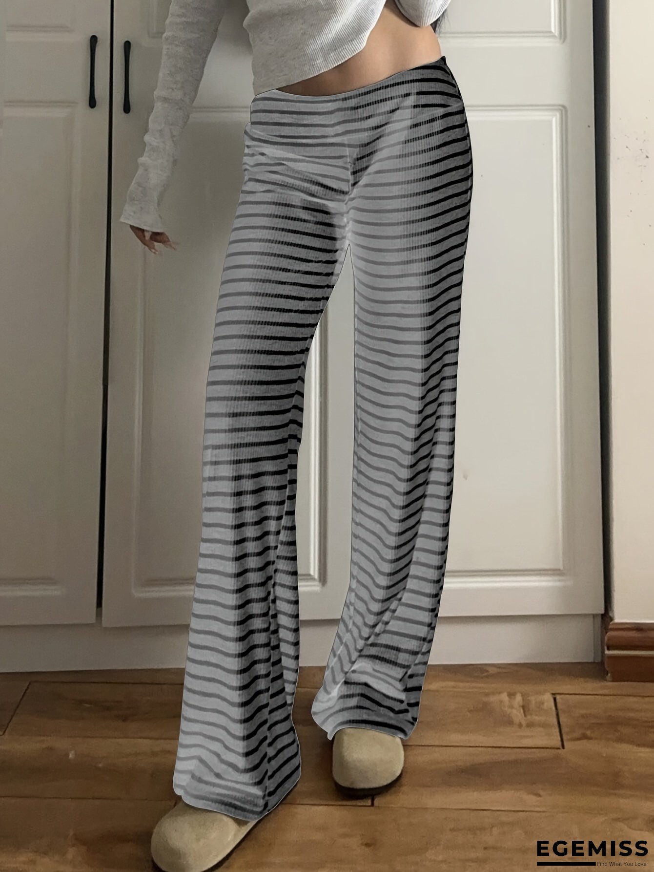 Women's High-Waisted Wide-Leg Bell-Bottom Pants - Winter Warmth Relaxed Fit Trousers with Elastic Waist, Mid-Stretch Fabric & Floor-Length Length, Casual to Semi-Formal Outfits (Machine Washable, Solid Color) | EGEMISS