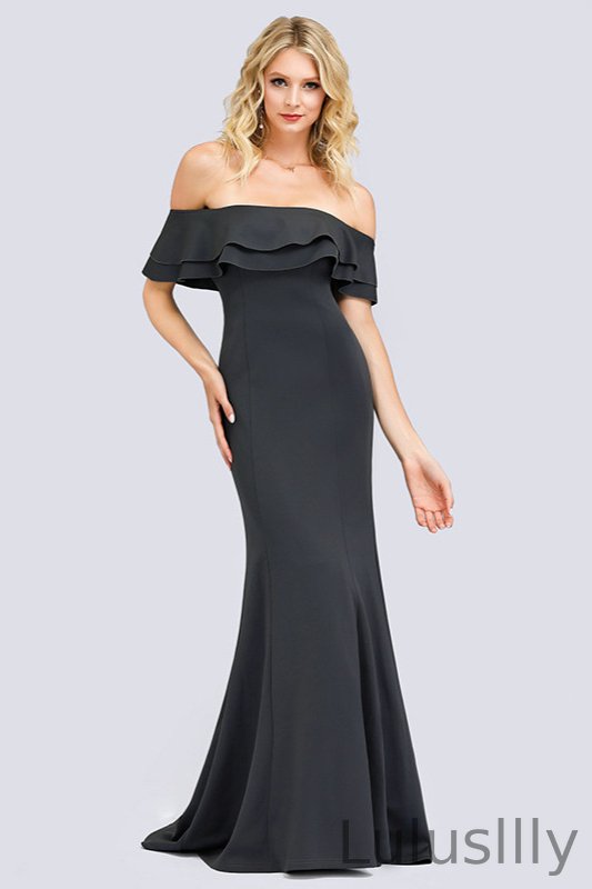 Elegant Off-the-Shoulder Ruffles Prom Dress Mermaid Long Evening Gowns - lulusllly