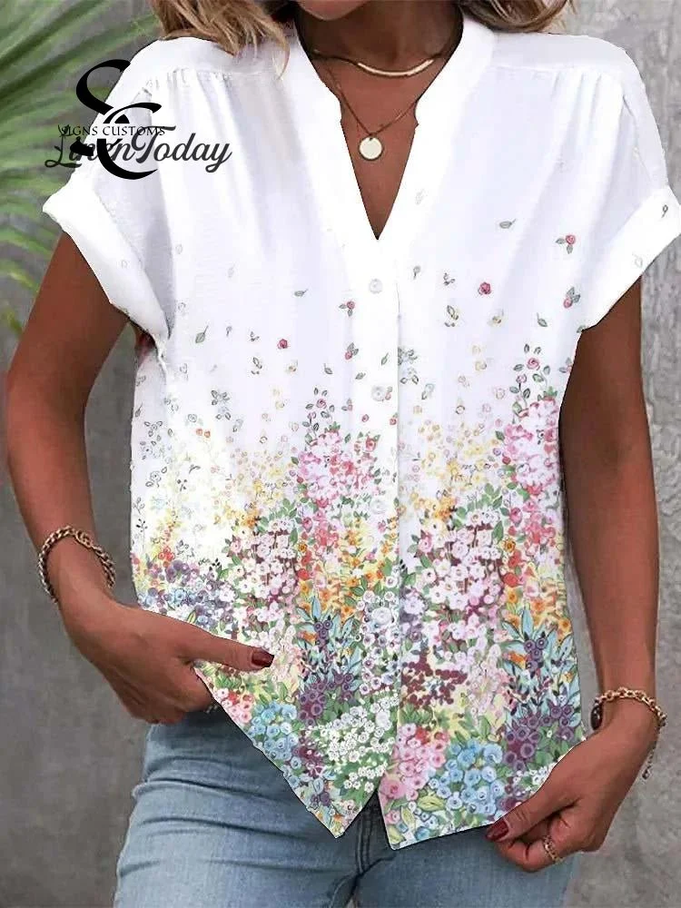 Women's Positioning Small Floral Print Casual Shirt