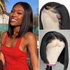 Black Centre Parting Short Bob Hair Staight Wigs
