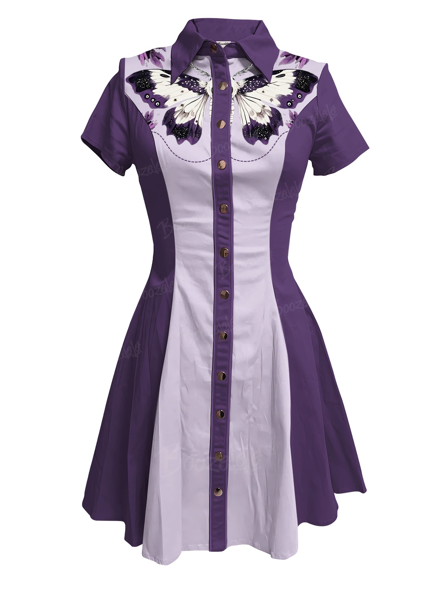 Purple Butterfly Flower - 100% Cotton Dress