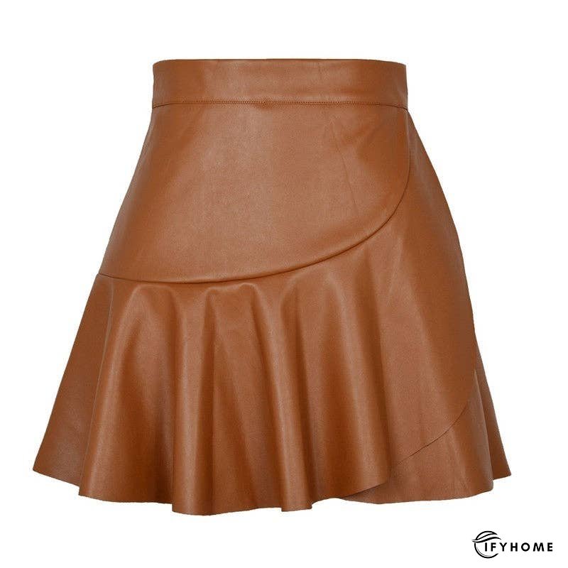 High Waist PU Mini Skirt With Ruffle Hem | IFYHOME