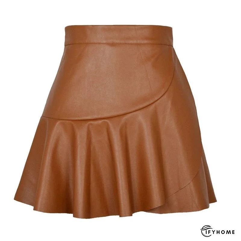 High Waist PU Mini Skirt With Ruffle Hem | IFYHOME