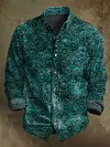 Vintage Abstract Swirl Print Casual Long Sleeve Shirt