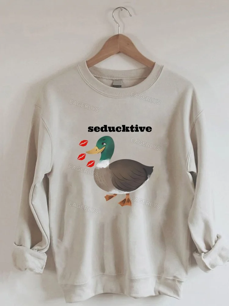 Eagerlys Seductive Duck Printing Sweatshirt Eagerlys