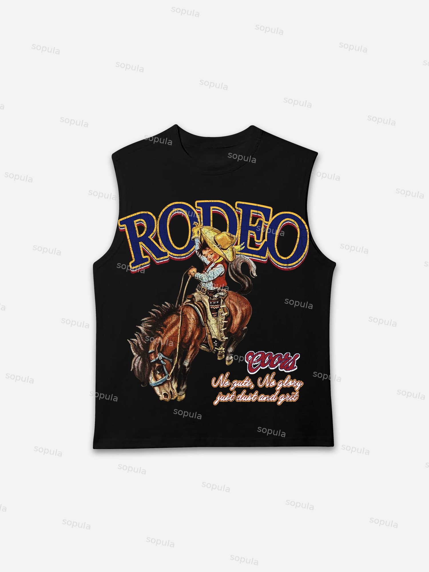 Rodeo Coors Cowboy Print Tank Top
