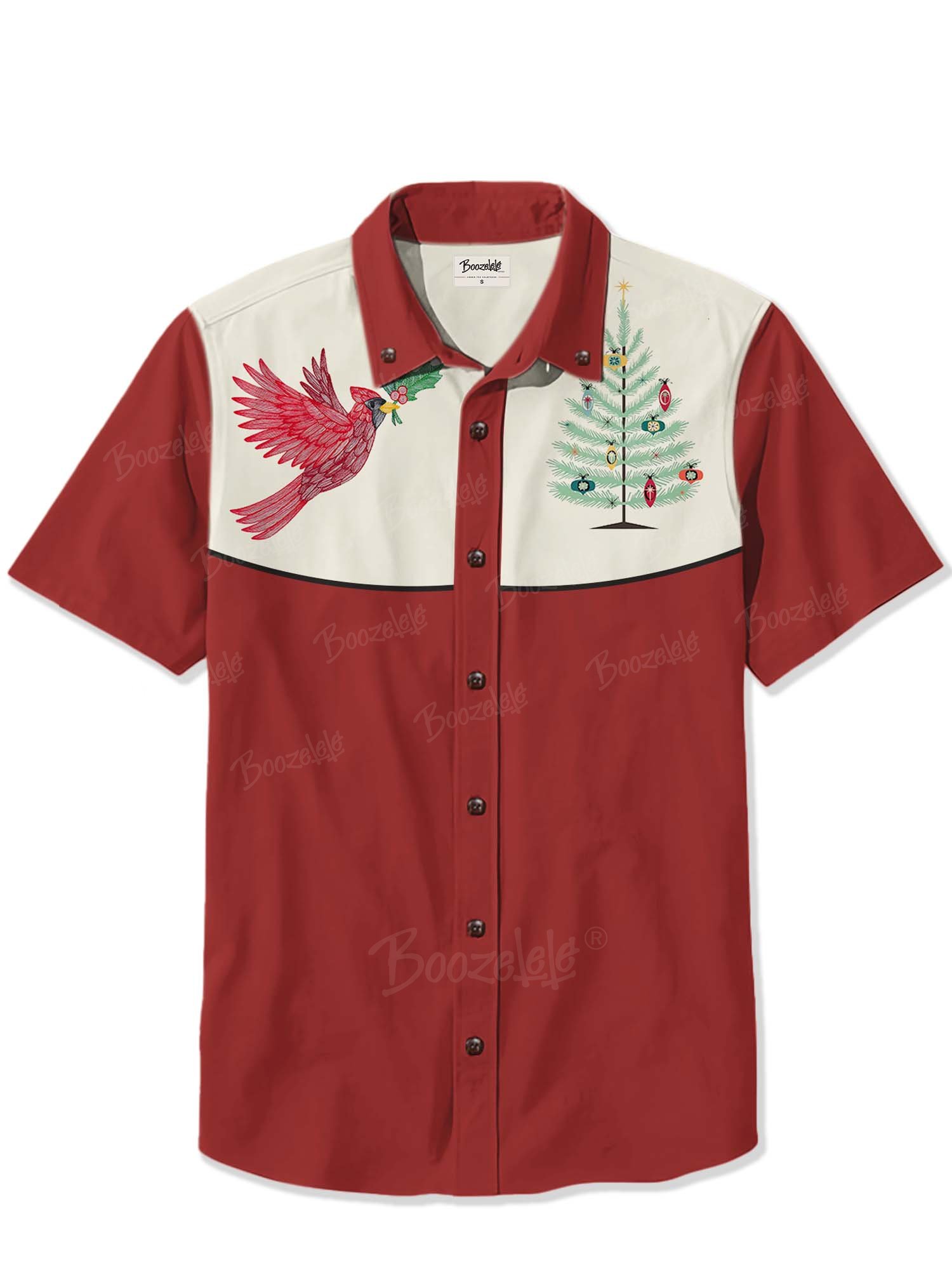 Cardinal And Christmas Tree - 100% Cotton Shirt