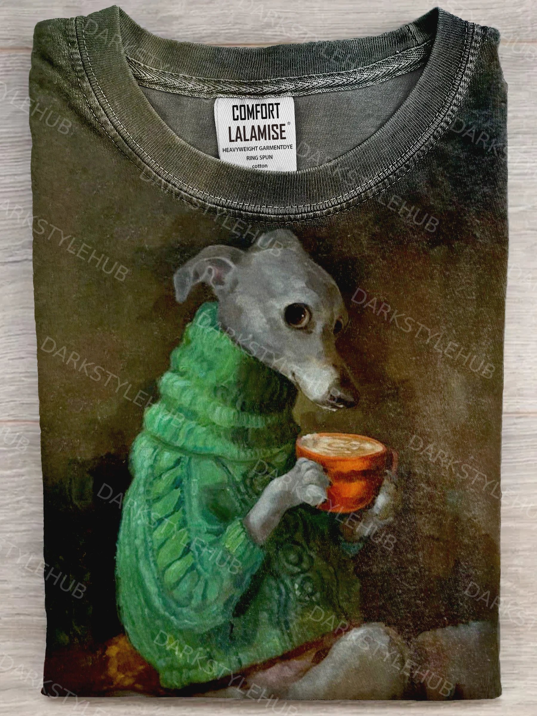 Funny Dog In A Sweater Art Print Casual Crew Neck Short Sleeve T-shirt