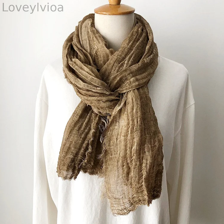Vintage Solid Cotton Linen Comfy Shawl