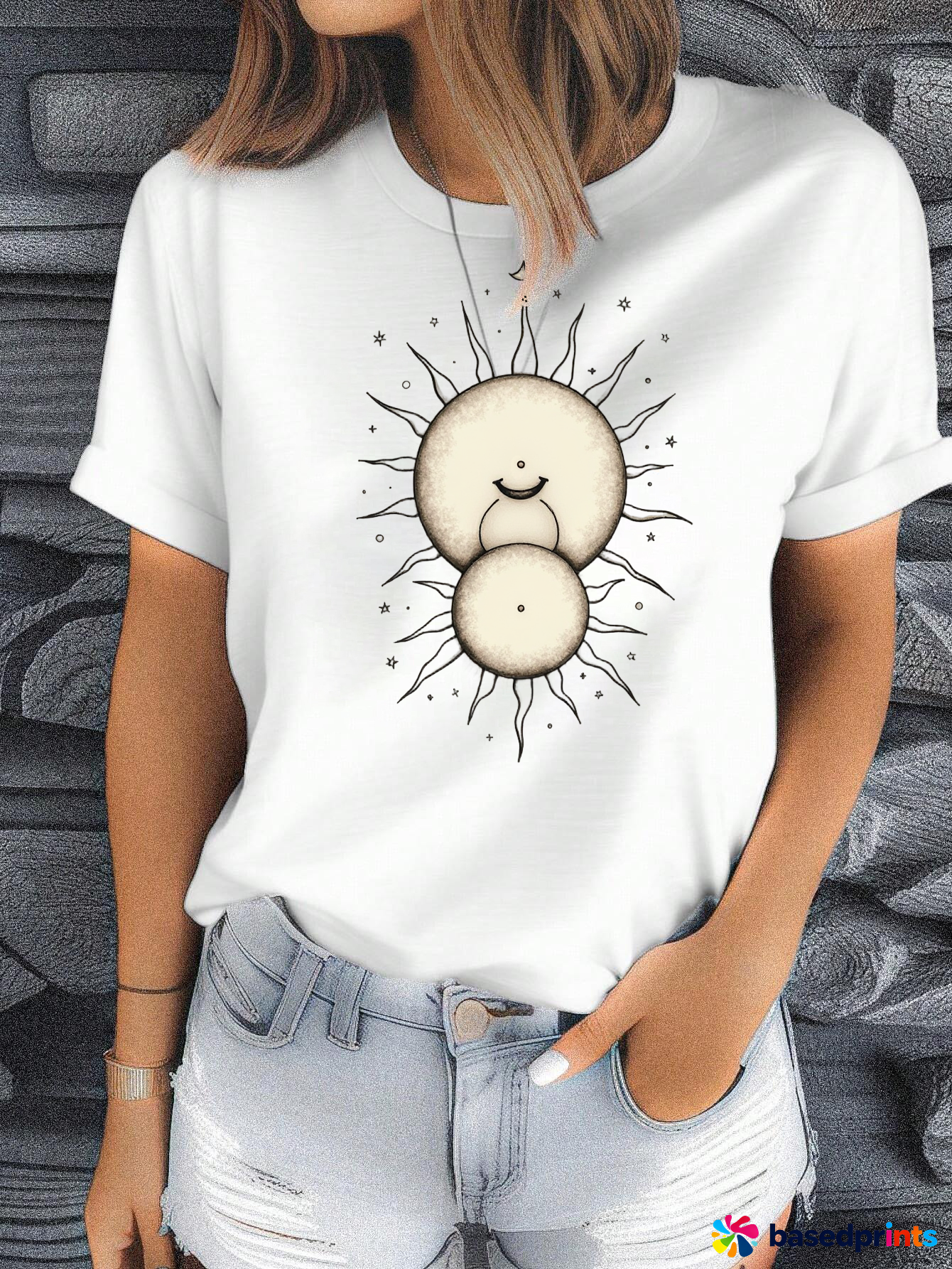 Sunshine Sun Graphic Tee Women Casual T-Shirt Short Sleeve Cotton Tops