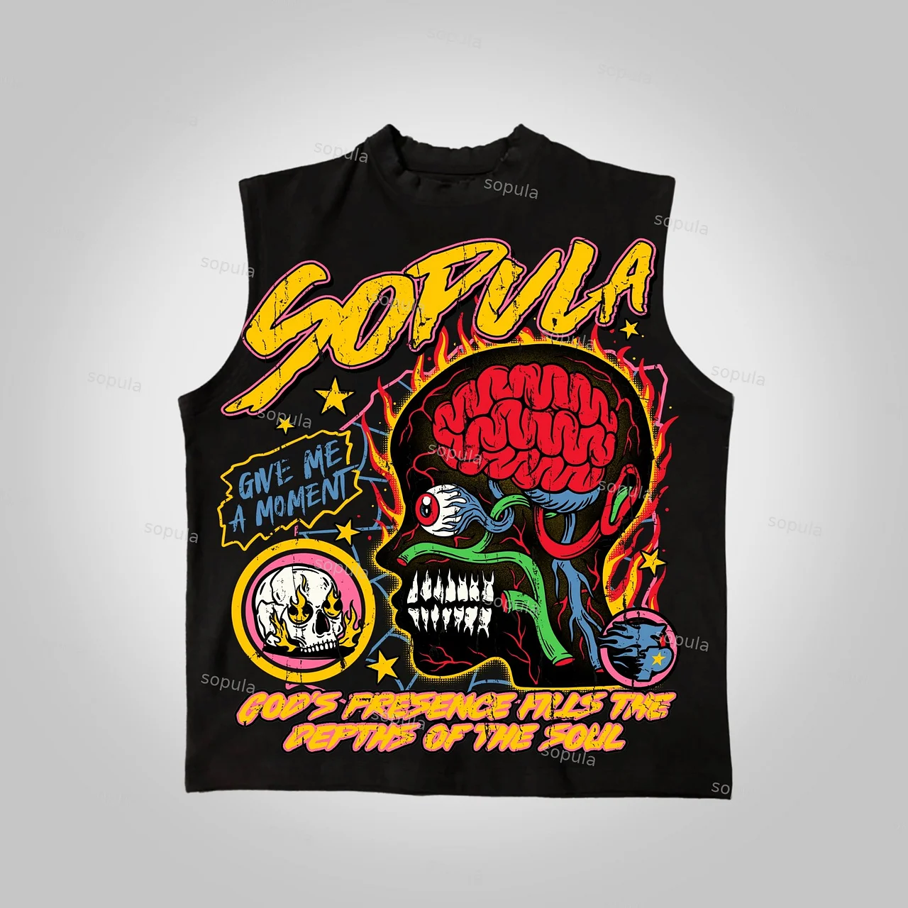Sopula Studio Men's Burning Soul Graphics Cotton Tank Top