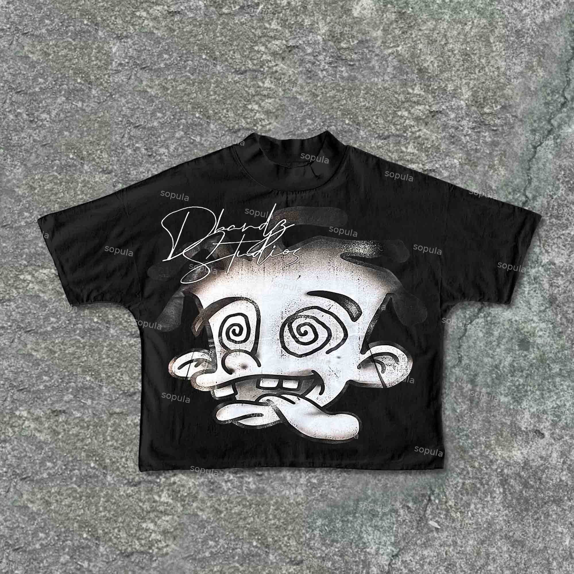 Sopula Dioo Cartoon Graphic 100% Cotton T-Shirt Cropped Tees