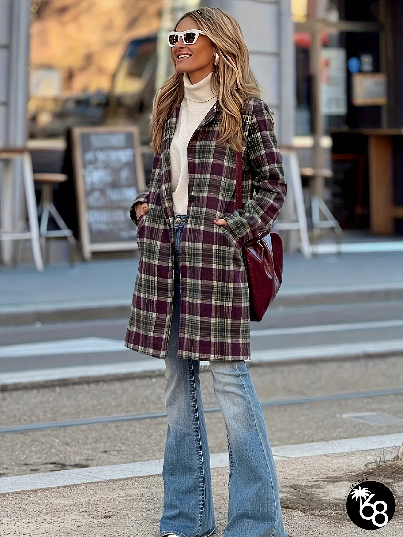Charming Colorful Plaid Simple Elegant Mid-Length Casual Jacket for Spring and Autumn | 168DEAL