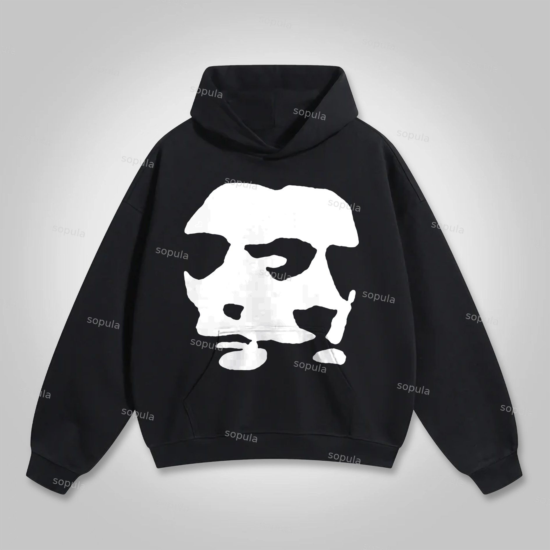 Scary Face Vintage Print Graphic Hoodie