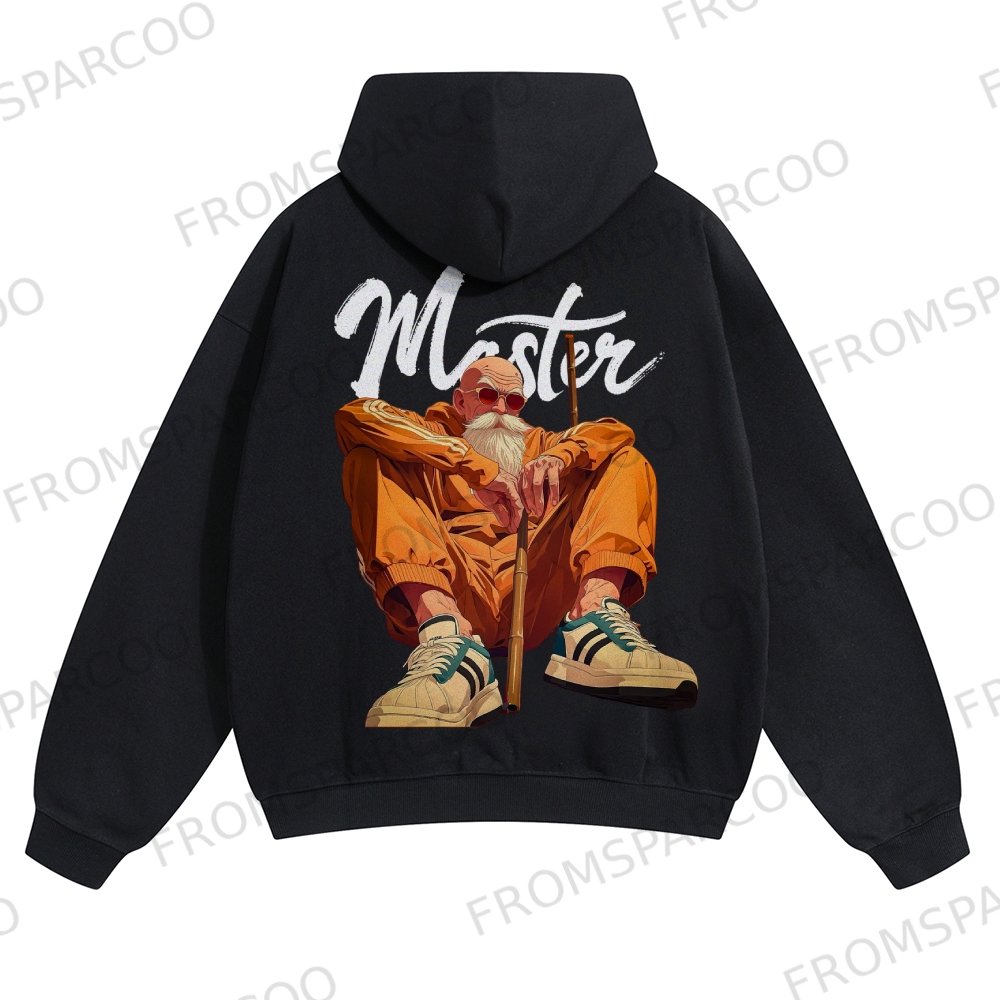 Unisex Oversized Anime Print Cotton Hoodie