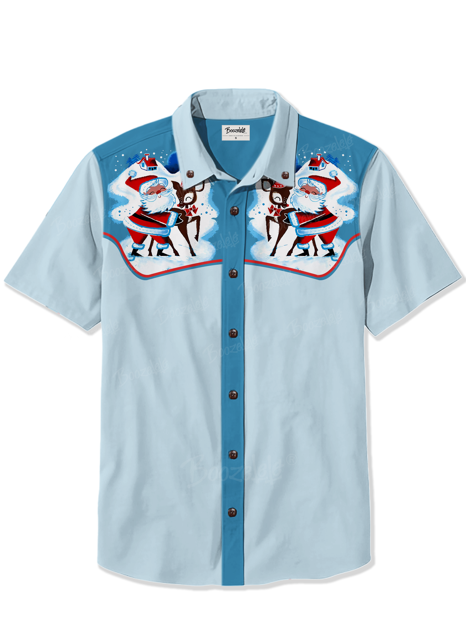 Santa Claus And Deer - 100% Cotton Shirt
