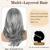 Silvery Gray Wig Long Layered Wavy Wigs