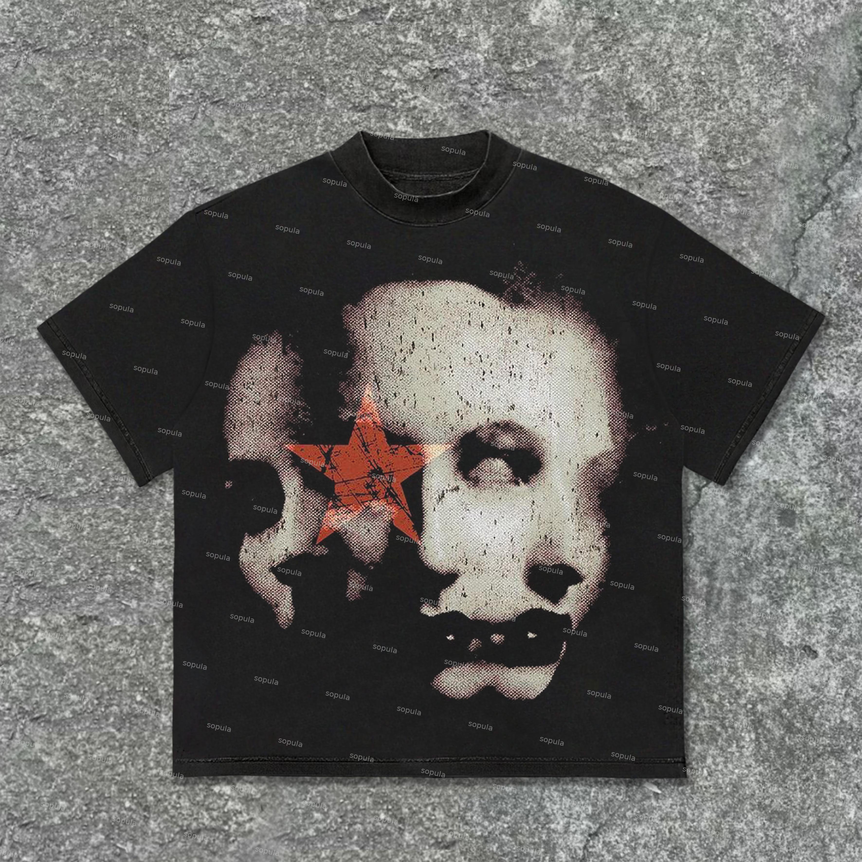 Sopula Vingate Abstract Face Portrait Graphics Cotton Unisex T-Shirt