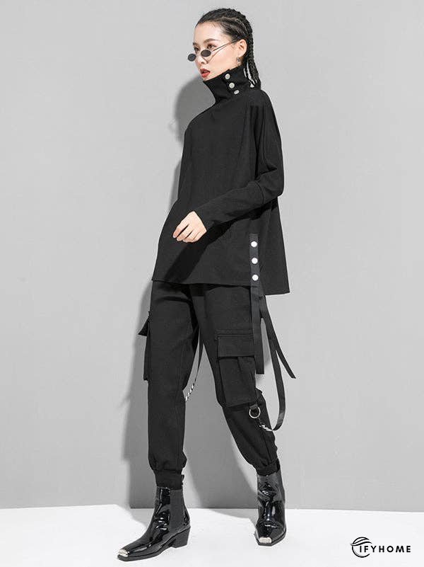 Original Solid Stand Collar T-Shirts Tops | IFYHOME