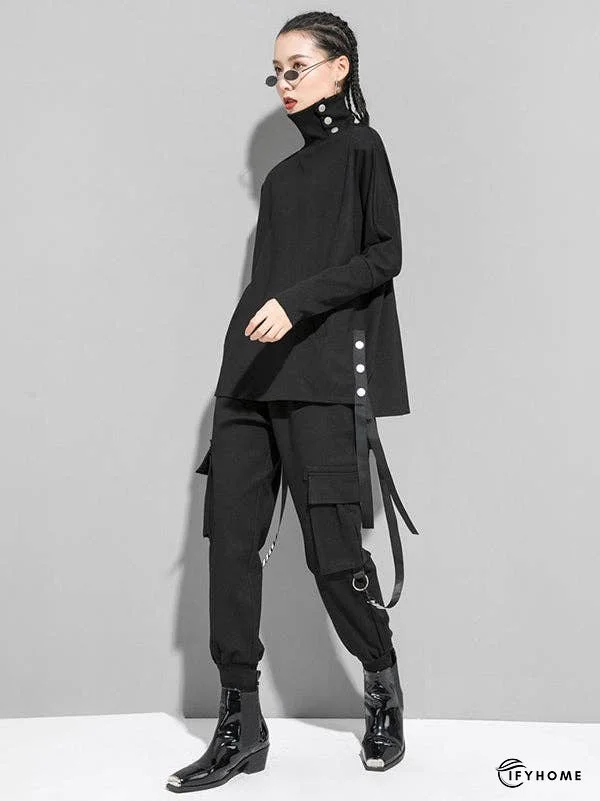 Original Solid Stand Collar T-Shirts Tops | IFYHOME