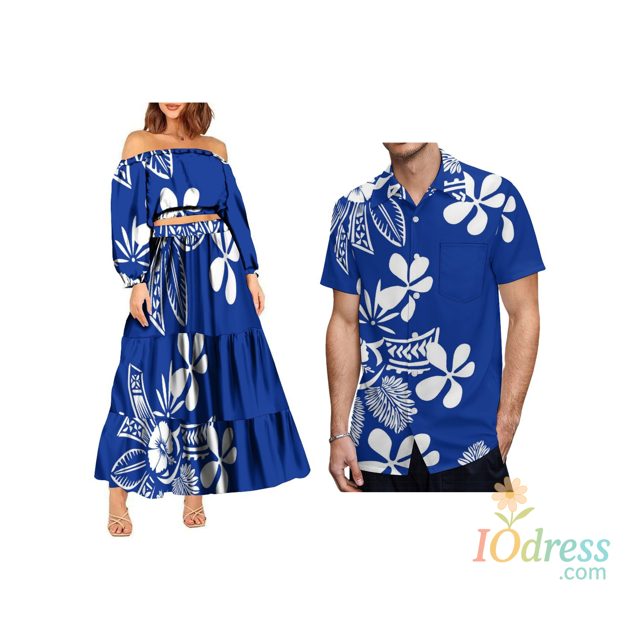 IO Dress New Fashion Beach Holiday Party Off Shoulder Crop Top Matching Long Skirts Polynesian Plus Size Womens Two Piece Set Dresses