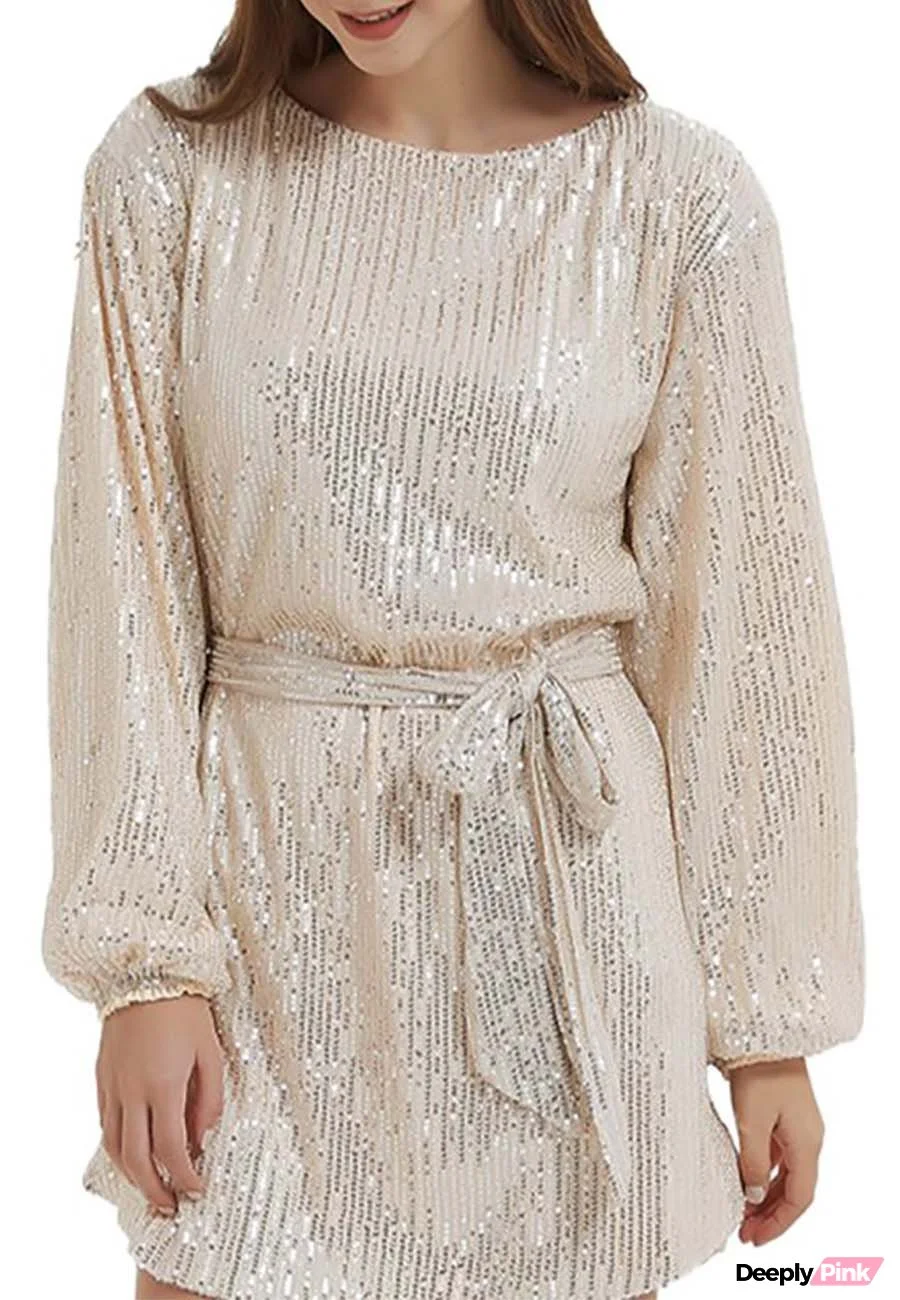 Sparkly Sequins Party Dress Long Sleeve Dress