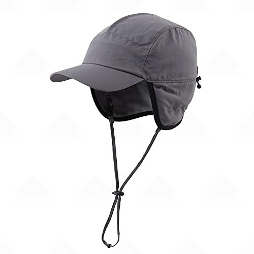 Home Prefer Waterproof Men's Winter Hats with Visor Warm Fleece Lined Baseball Cap Earflaps Trooper Trapper Hat for Men