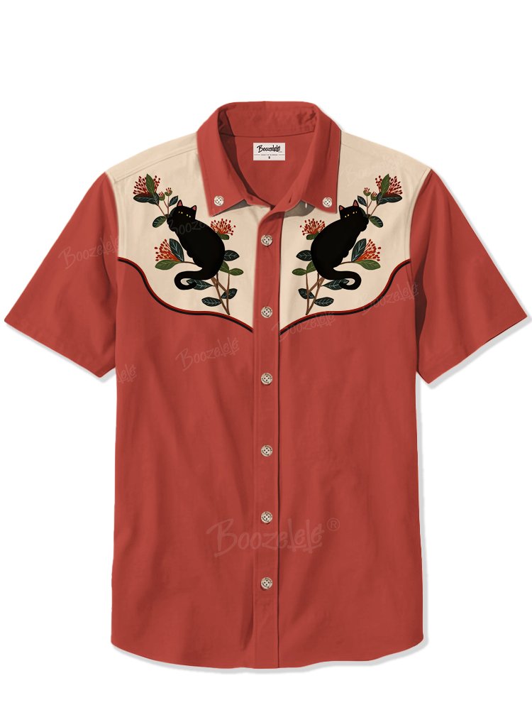 Black Cat Lying On A Branch - 100% Cotton Shirt