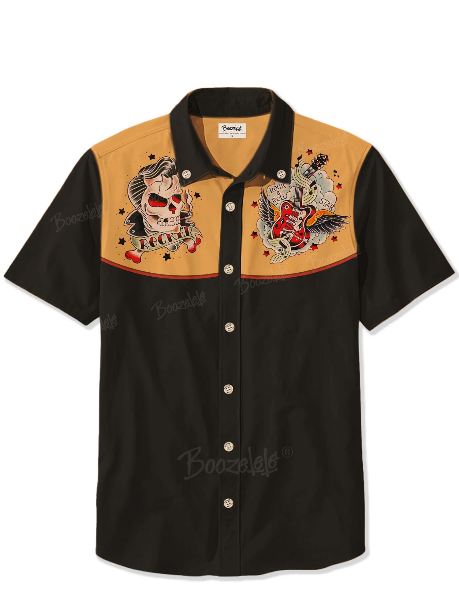 Music Rock Skull And Guitar - 100% Cotton Shirt