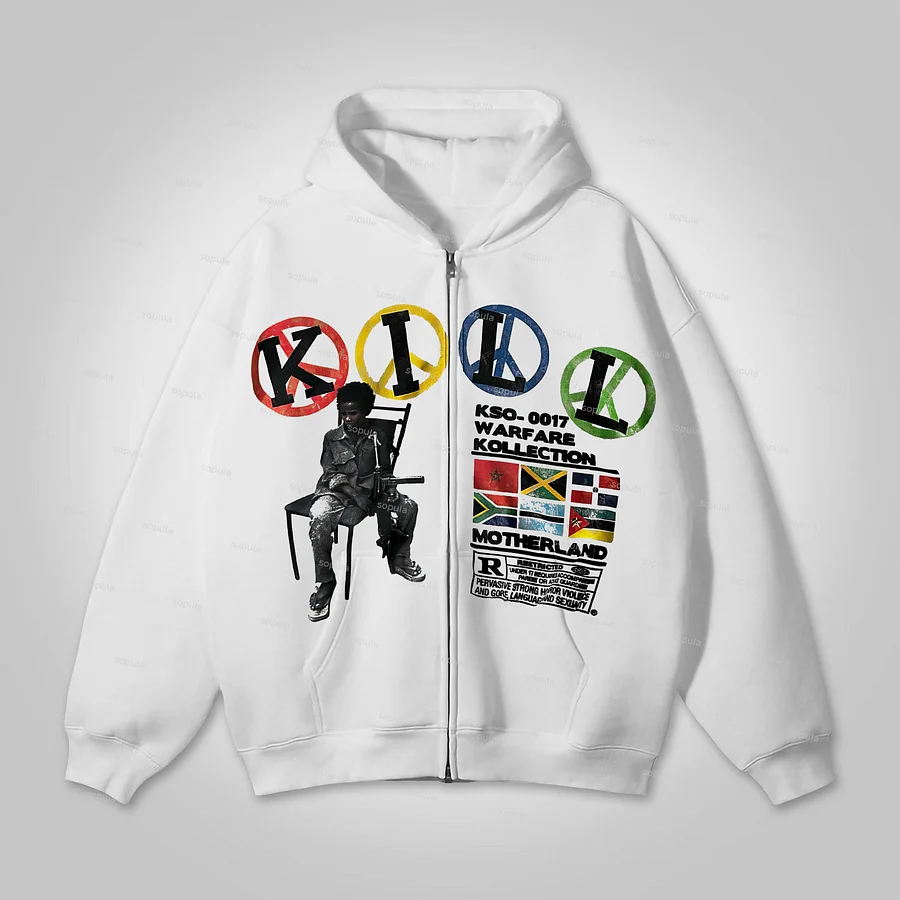 Vintage Kill Graphic Hip Hop Oversized Zip Up Hoodie