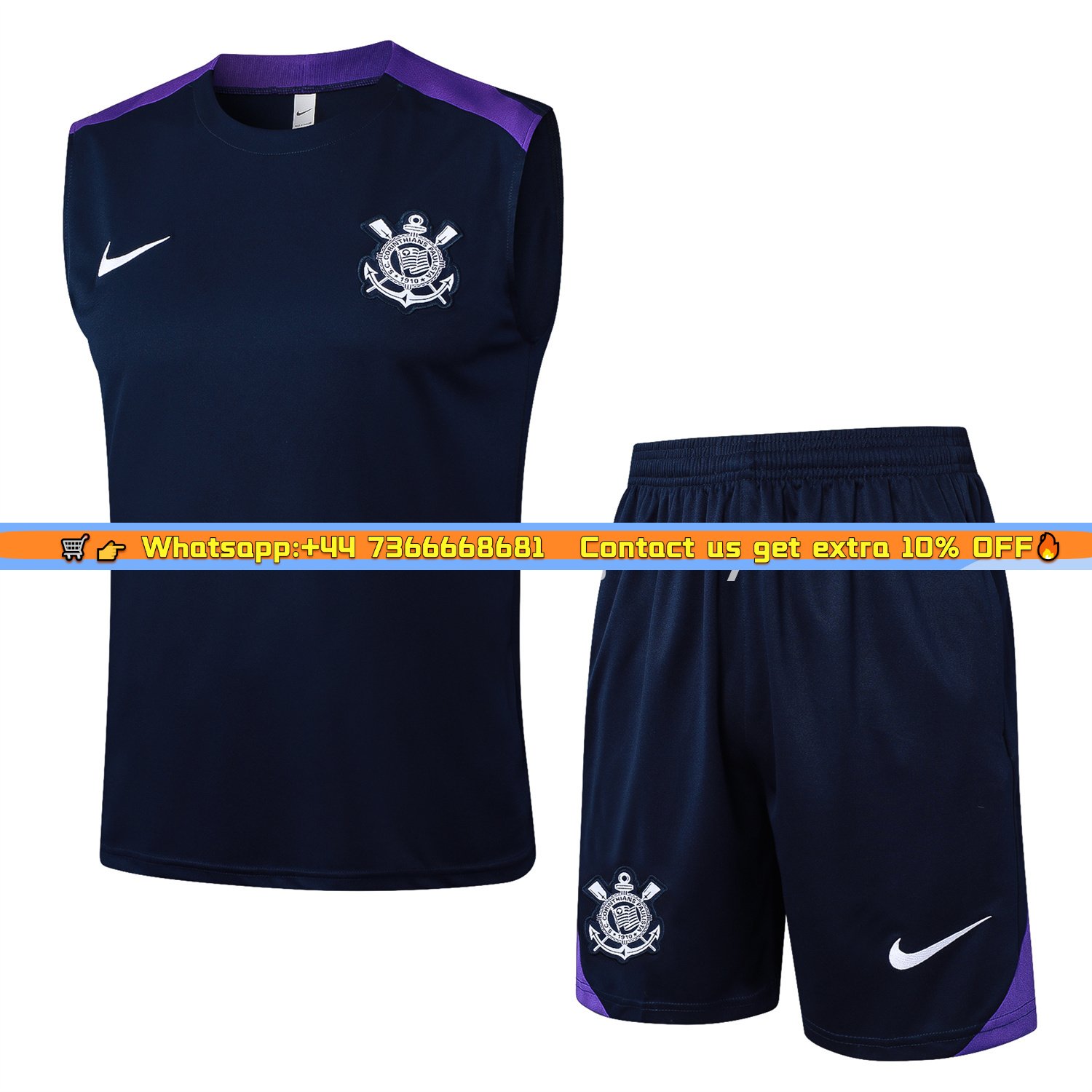 Corinthians 25-26 Vest Training Set - Deep Blue Black Vest and Shorts