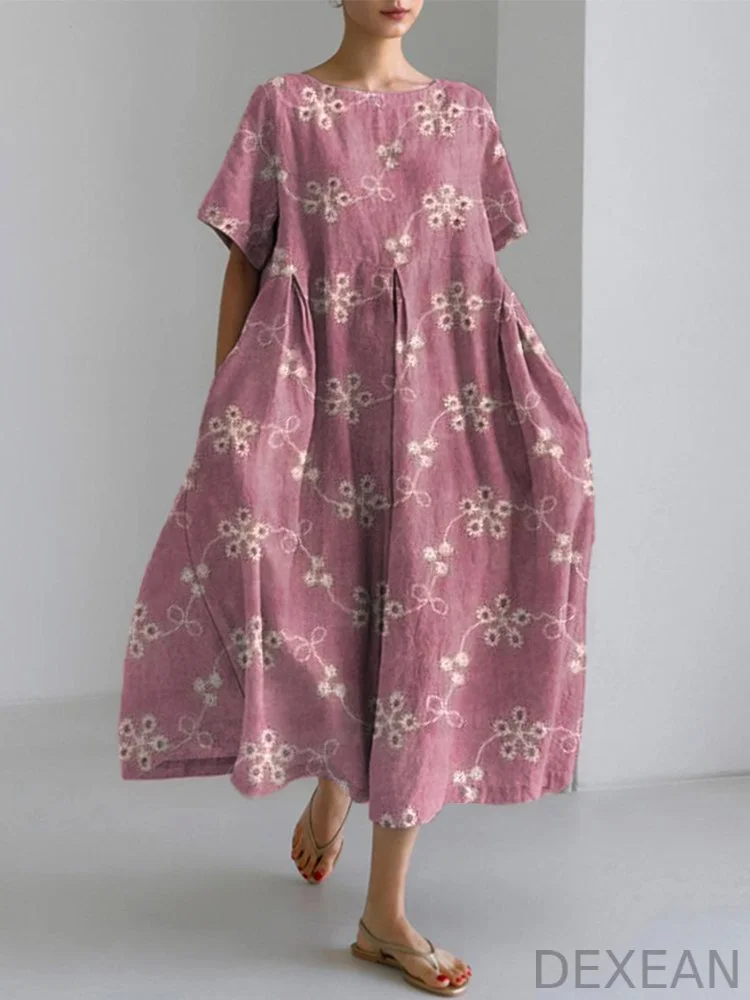 Fashion Floral Pattern Hollow Design Dress