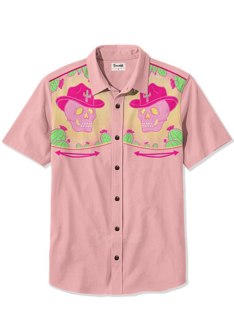 Pink Skull Cowboy - 100% Cotton Shirt