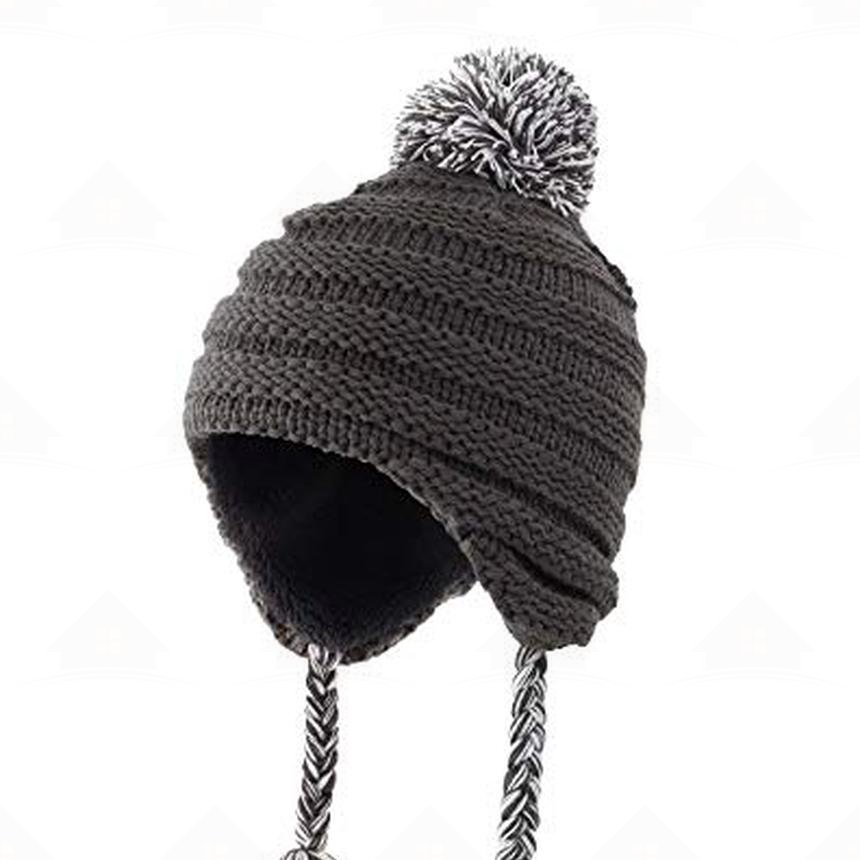 Home Prefer Toddler Girls Boys Sherpa Lined Knit Kids Hat with Earflap Winter Hat