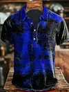 Art Gradient Color Block Print Casual Polo Shirt