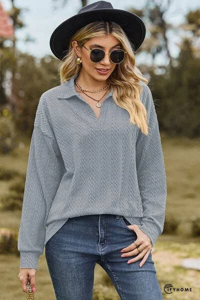 Johnny Collar Dropped Shoulder Blouse | IFYHOME