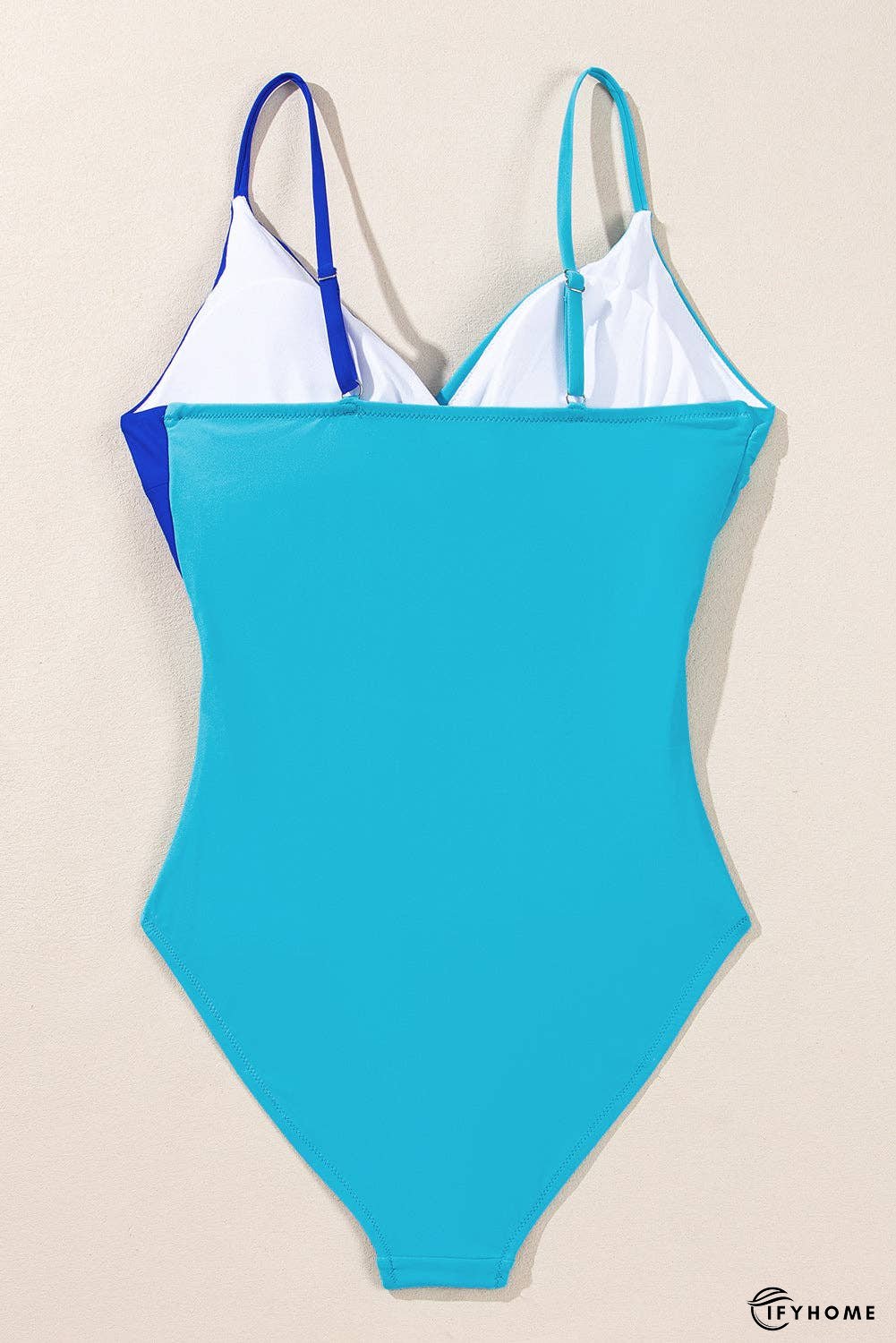 Rose Red Two-tone Patchwork Cutout One Piece Swimsuit | IFYHOME