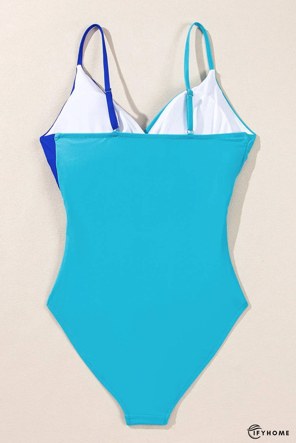 Rose Red Two-tone Patchwork Cutout One Piece Swimsuit | IFYHOME