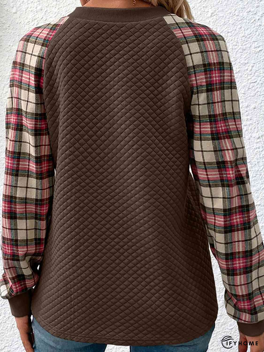 Plaid Round Neck Sweatshirt | IFYHOME