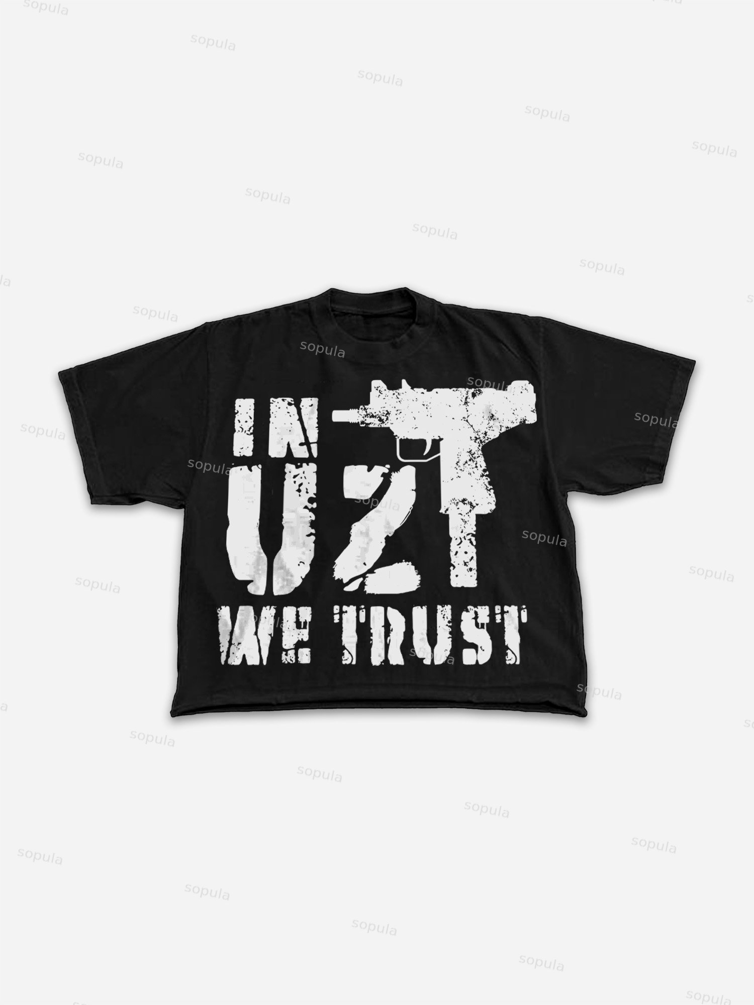 In Uzi We Trust Vintage Graphic Cropped T-shirt