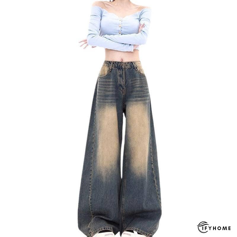 Vintage High Waisted Wide Leg Distressed Denim Jeans | IFYHOME