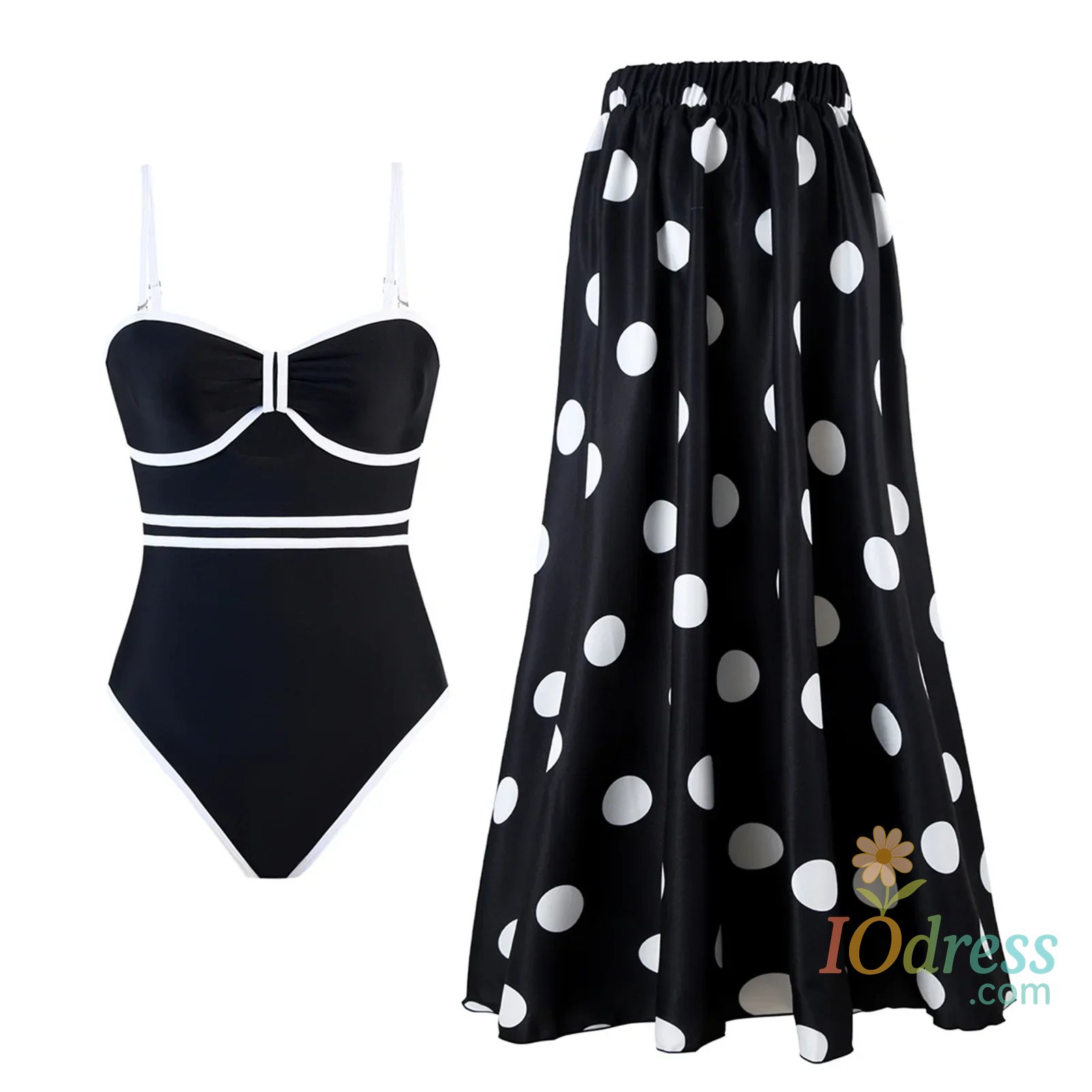 IO Dress 2025 New One-piece Swimsuit with Belly Covering and Slimming Effect, Fashionable Swimsuit Round Skirt Set