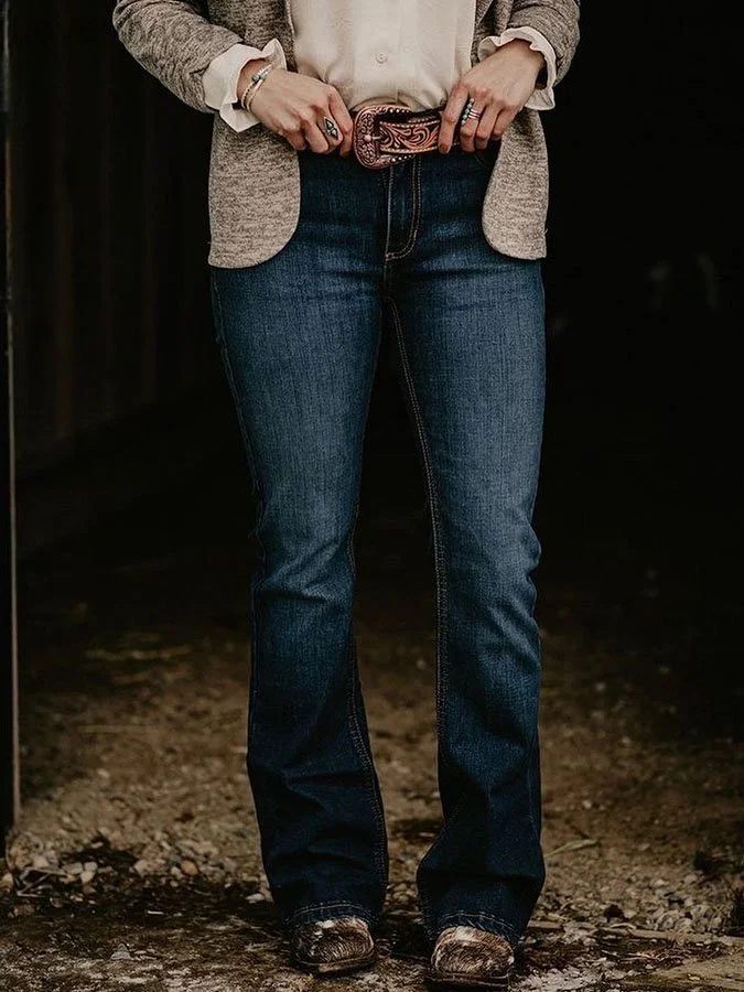 Casual Denim Flared Pants
