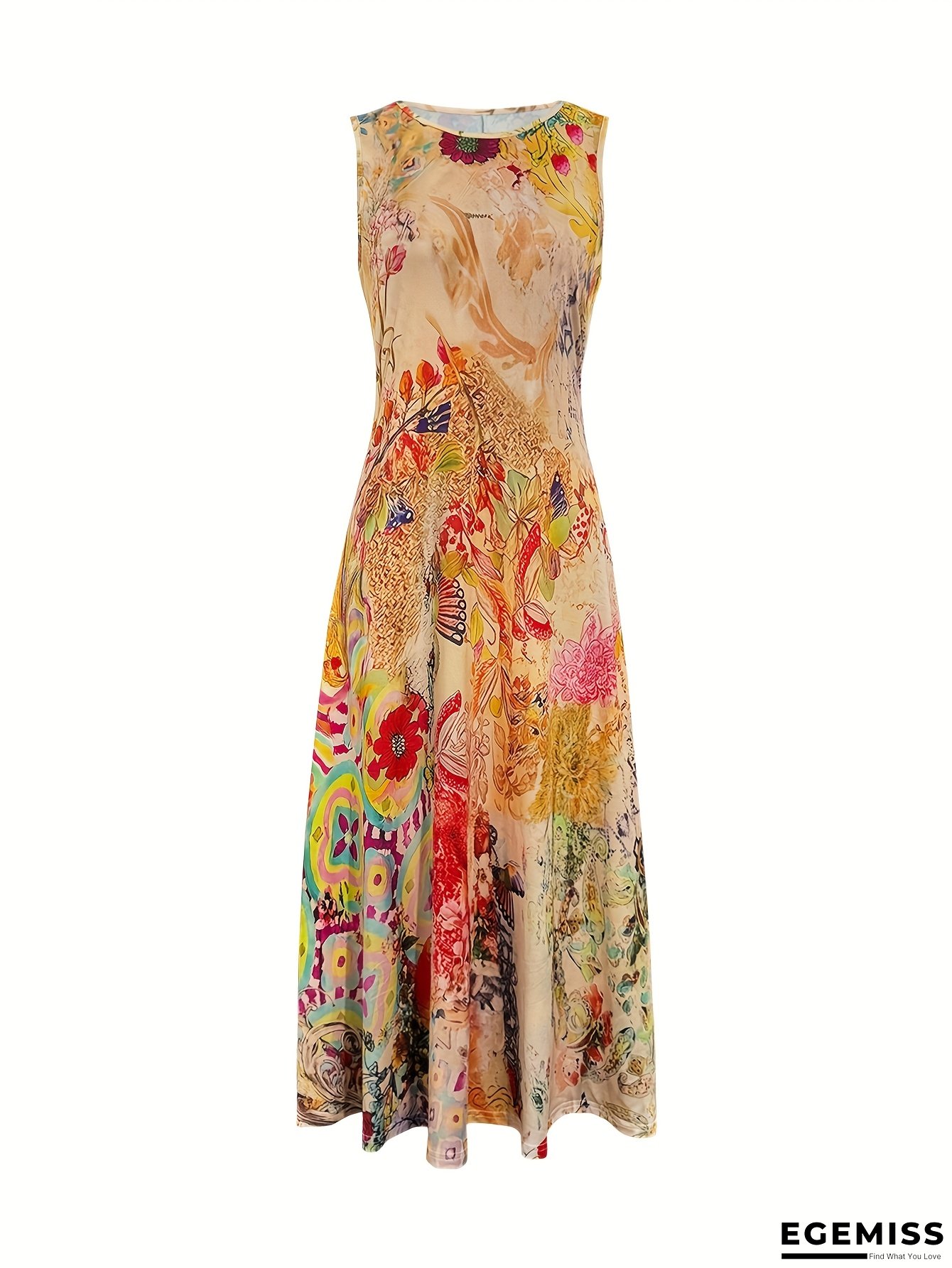 Summer New Arrival Floral Print Sleeveless Dress For Women - Casual And Elegant Outing Style | EGEMISS
